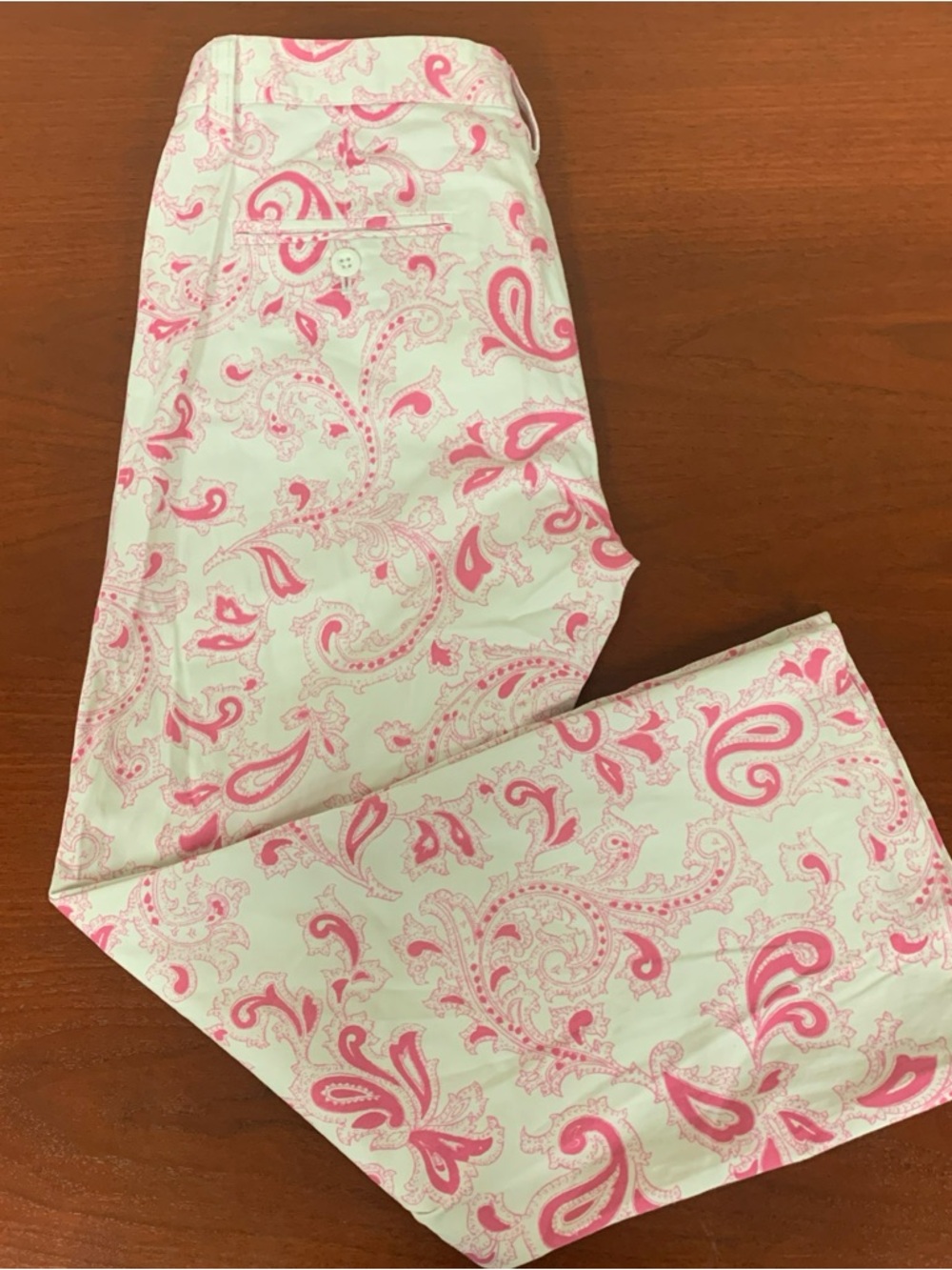 Polo by Ralph Lauren White Capris with Pink Paisley Print